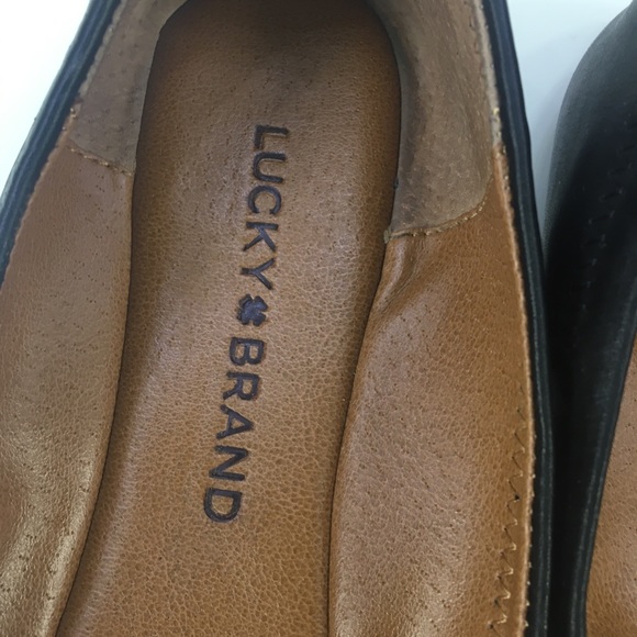 Lucky Brand Black Leather Flats Emmie SZ 7 / 37 - Picture 4 of 6